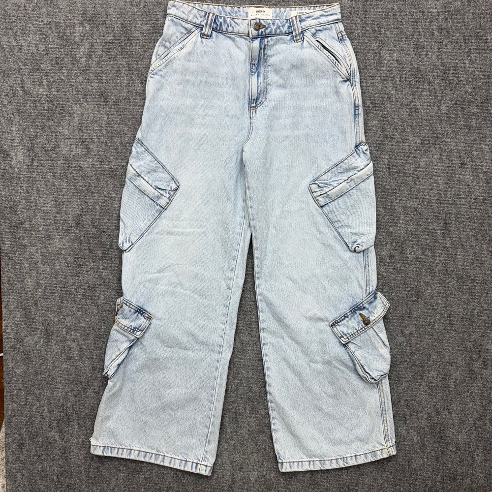 Cotton On Light Blue Wide Leg Cargo Jeans
